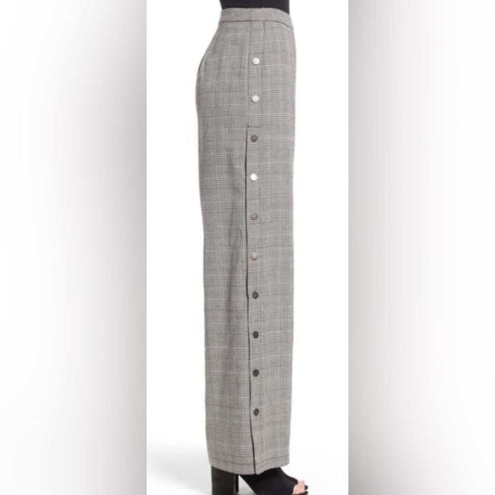 Lush Gray Plaid Wide Leg Pants